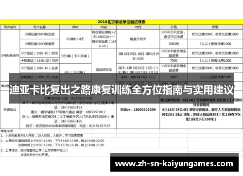 迪亚卡比复出之路康复训练全方位指南与实用建议 迪亚卡比复出之路康复训练全方位指南与实用建议